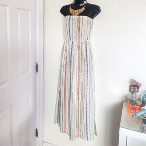 En Creme Strapless Multicolor Cotton Maxi Dress superior quality